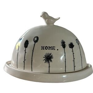 Rae Dunn butter dish bird birdie 2 piece ceramic cheese dome